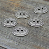 TierraCast TRIBAL Buttons Antique Silver Button, 19mm x 14mm Qty 4 to 20, Great for Leather Wrap Clasps