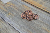 SKULLY Metal Buttons, Skull Face Button, Tierracast 17mm Antique Copper Qty 4 Day of the Dead Buttons, Leather Wraps Focal Clasp