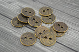 TierraCast Leaf Buttons, Antique Brass,  Round Leaf Button, Bronze Two Hole Metal Button, Leaves 17 mm Qty 4 to 20 Great Leather Wrap Cla