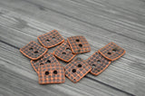 HAMMERTONE Buttons TierraCast Button, Rectangle Metal Buttons, Qty 4, Antique Copper, 15mm Textured Two Hole, Tierra Cast Pewter Buttons