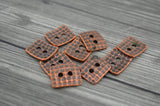 HAMMERTONE Buttons TierraCast Button, Rectangle Metal Buttons, Qty 4, Antique Copper, 15mm Textured Two Hole, Tierra Cast Pewter Buttons