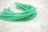 TURQUOISE GREEN 4mm Faceted Round Czech Glass Beads Qty 50 /Opaque Aqua Firepolished Small Czech Beads