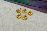 TierraCast Earth Charms, Antique Gold Pendants Tierra Cast Tiny Flat Globe Charm Drops, Qty 4 to 20, Yoga Meditaton Wrap Bracelet Charms