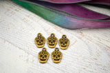 TierraCast SUGAR SKULL Charms, Antique Brass, Qty 4 to 20 Day of the Dead or Halloween Gothic Charms Tierra Cast