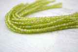 LUSTER IRIS OLIVINE 3mm Faceted Round Czech Glass Beads Qty 50 Transparent Green /Firepolished Small