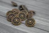 Fleur De Lis Metal Buttons, Antique Bronze Metal Button, Quatre Foil, 17mm Qty 4 , Brass Style, Great for Leather Wrap Clasps or Clothing
