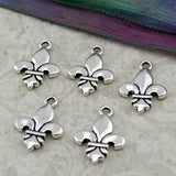 TierraCast FLEUR de Lis charms - 19mm tall pendant drops in antique silver - Tierra Cast flower charm - French Lily drop