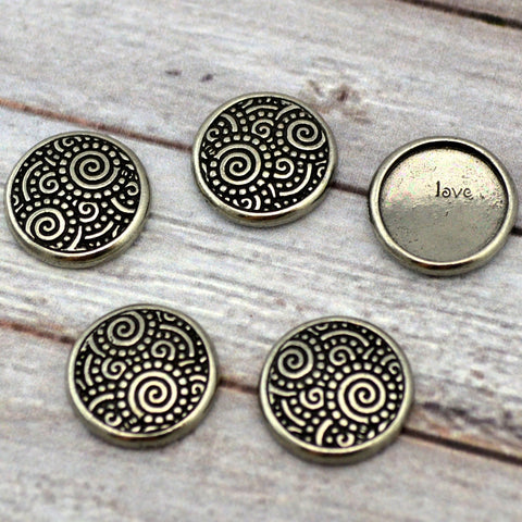 TierraCast SPIRAL Snap Covers, Leather Findings, Antique Pewter Snap Caps, Line 20 Spirals, Jewelry Making Findings, Leather Cuff Supplies