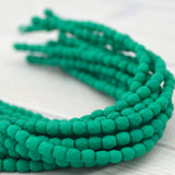 NEON EMERALD Green 3mm Faceted Round Czech Glass Beads /Qty 50 Fire Polished /Small Bead /Firepolished Bright Opaque Dark Green
