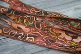 DANCING LEAVES Brown Batik Ribbon, Hand Dyed in Bali, Hand Sewn Ribbons, Sold By the Yard, Bracelet Wraps Jewelry Craft Ribbon