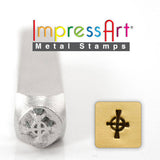 ImpressArt Celtic Cross Metal Stamp 6mm Steel Punch Hand Stamping Tool, Steel Square Stamp, Celtic Knot Design