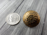 Hammered Tribal Buttons, Dark Antique Bronze Metal Button, 20mm Qty 4 , Brass Bali Style, Great for Leather Wrap Clasps or Clothing