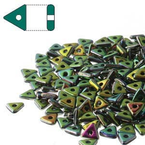 4mm Czech Glass Tri Beads, JET VITRAIL Triangle Beads, Czech Glass Beads, Triangle Sequin Beads Reversible, Black Metallic, 5 Grams