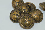 FLOWER VASE Buttons, Antique Brass Metal Buttons, 7/8” Qty 4 to 12, 23mm Leather Wrap Clasp, Bronze Clothing Button, Bouquet of Flowers