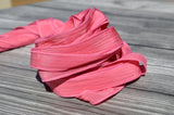 Watermelon Pink silk ribbons are a lovely soft crinkle silk fabric - 5 hand dyed handmade jewelry ribbon - Wonderful for silk wrap bracelets