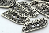GEORGIA Leaf Buttons Antique Silver Floral Design Metal Rectangle Leaves Vines and Flowers 1" Qty 4 to 12, 25mm Leather Wrap Clasp, Clothing