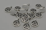 TierraCast RECOVERY SYMBOL Charm, Antique Silver Tiny Round Pendants, Qty 4 to 20, Addiction Symbol Tags, Jewelry Tags, 16.6mm Small Circles