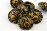 FLOWER VASE Buttons, Antique Brass Metal Buttons, 7/8” Qty 4 to 12, 23mm Leather Wrap Clasp, Bronze Clothing Button, Bouquet of Flowers