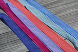 MAGNOLIA SKY Silk Ribbon Assortment Hand Dyed Ribbons Qty 6 Crinkle Silk Strings, Sky, Baby Blue, Coral, Lavender, Fuchsia Pink, Violet