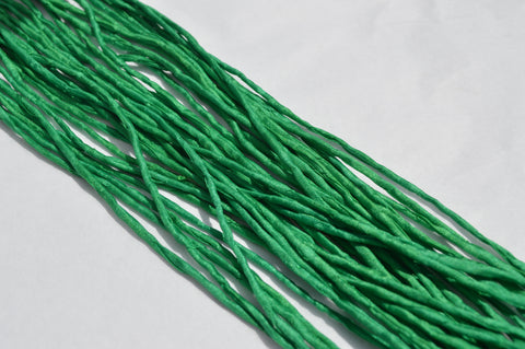 EMERALD Silk Cords Hand Dyed Hand Sewn Strings, Green Silk Cording Qty 1 to 25 Cords 2-3mm Jewelry Making Craft Stringing Supplies