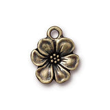 TierraCast APPLE BLOSSOM Charms, Antique Brass, Small Flower Charms, Pendants, Qty 4 to 20, Jewelry Tags, 17mm, Tropical Flower Charm