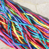 BRIGHTS ASSORTENT 25 Hand Dyed Silk Cords Fiber Strings For Jewelry