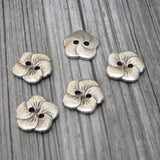 HIBISCUS Metal Buttons Antique Silver, Hawaiian Flower 5/8" Qty 4 to 12, 15mm Sweater or Jewelry Clasp Button