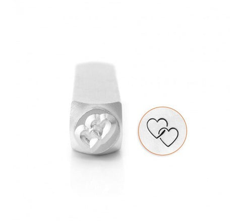 ImpressArt 9.5mm INTERLOCKING HEARTS Metal Stamp Design Stamp Monogram Wedding Stamp Hand Stamping Tool Room to Stamp Initials Inside Hearts