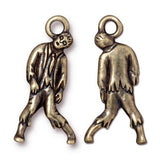 TierraCast Zombie Charms, Frightful Delightful, Qty 4, Antique Brass, Walking un-Dead Charms, Bronze Great Halloween Charm Jewelry
