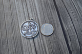 TierraCast DRAGON COIN Pendant, Double Sided Charm, 28mm, Antique Silver, Qty 1 to 4, Pewter Charms, Made in the US