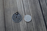 TierraCast ASIAN COIN Pendants, Double Sided Antique Dark Silver, 25mm Qty 2 to 10, Dark Pewter Charms, Made in the USA, Yoga Wrap Charm