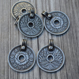 TierraCast ASIAN COIN Pendants, Double Sided Antique Dark Silver, 25mm Qty 2 to 10, Dark Pewter Charms, Made in the USA, Yoga Wrap Charm