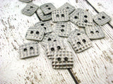 TierraCast HAMMERTONE Buttons, Dark Antique Silver, Rectangle Metal Buttons, Two Holes, Antique Pewter, 15mm Textured