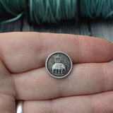 ELEPHANT Buttons, Metal Buttons, Qty 4 5/8" Howdah Coin Reproductions, Antique Silver, 15mm Leather Wrap Clasps and Clothing