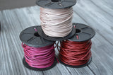2mm METALLIC LEATHER CORD 4 Yards or by the Spool Round Cording Choose from Gray, Brown, Gold, Yellow, Orange. Red, Pink, Purple, Blue Green