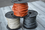 2mm Round Leather Cord, Qty 4 to 25 Yard Spool, Leather Cording, Orange, Light Silver or Gray Metallic Cord, Genuine Cord