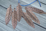 TierraCast Feather Pendant,  Large 3" Feather Charm, 72mm, Antique Copper, Qty 1 to 4, Western Southwest Pewter Charms, Made in the US