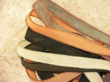 NEUTRALS Assortment Silk Ribbons, Qty 5, Crinkle Silk Ribbons, Black Olive Green Khaki Terracotta River Rock Jewelry Making Craft Ribbon