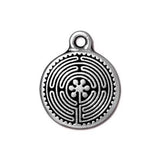 Labyrinth Charms in Antique Silver /TierraCast Drop Pendants 20mm Tall. Great Size for Meditation Wrap Bracelets Select Qty 4 to 20