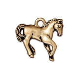 HORSE CHARMS, Tierracast, Antique Gold Qty 4 to 20, Yearling Horse Charm, Western Drop Pendants, 18mm Double Sided Charm Tierra Cast