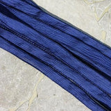 Navy Blue Silk Ribbons - hand dyed handmade dark indigo crinkle silk fabric - Jewelry making, necklaces, wrap bracelets floral bouquet trim