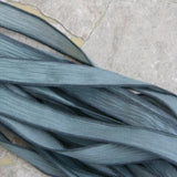 GRAY GREEN Silk Ribbons Hand Dyed and Sewn Strings For Necklaces, Bracelet Wraps or other Crafts