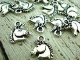 Unicorn Charms, TierraCast Antique Silver Charm Pendants Qty 4 to 8 Antique Silver, Fairytale Drops, 14mm Retired Limited Edition