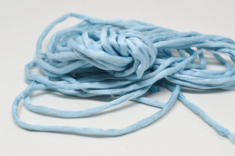 Baby Blue Silk Cording, 3-4mm, Pastel Blue Silk Cords, Jewelry Stringing, Embroidery Cord, Bridal Supplies, Hand Dyed Hand Sewn