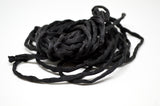 BLACK Silk Cords, Hand Dyed Silk Strings 3 Yards 3-4mm, JamnGlass Silk Cording Jewelry Making Craft Cords