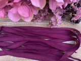 DARK RASPBERRY Silk Ribbons Pink, 5 Silk Strings, Crinkle Silk Ribbon, Silk Bracelets, Silk Wraps, Hand Dyed Handmade Dark Pink Burgundy