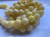 Yellow Jade Faceted Round Beads / Full Strand Dyed Mountain Jade 10mm beads in soft yet bright popcorn yellow / Great Earring Necklace Size