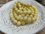 Yellow Jade Faceted Round Beads / Full Strand Dyed Mountain Jade 10mm beads in soft yet bright popcorn yellow / Great Earring Necklace Size
