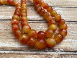 CARNELIAN ORANGE 10 mm Faceted Round Beads / Strand of Dyed Mountain Jade in soft orange / Great Earring Necklace Size