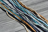 Lake View Assortment Silk Cords, Cording Assortment Qty 8 Strings 3-4mm Hand Dyed Silk Strings, Blues Grays Tan Ivory, JamnGlass Silks
